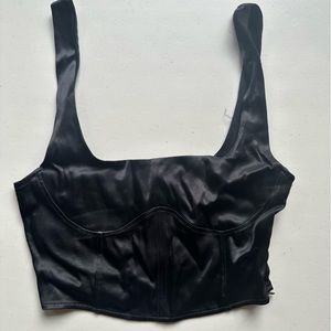 zara black satin corset top
